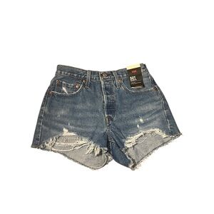 Levi's Original Style 501  Distressed High Rise Blue Jean Shorts
